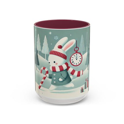 Candy Cane Timekeeper Bunny Colorful Mugs (11oz, 15oz)