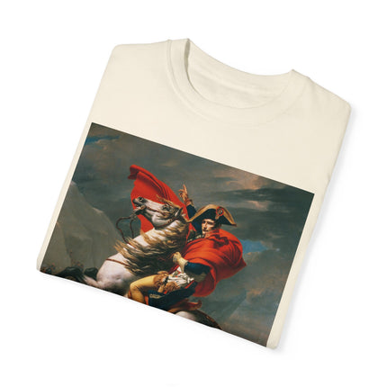 Napoleon Crossing the Alps by Jacques-Louis David Unisex Garment-Dyed T-shirt