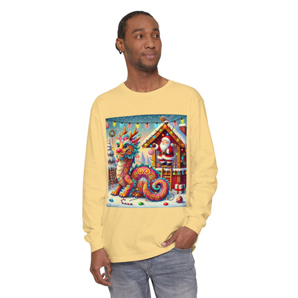 Playful Dragon's Christmas Unisex Garment-dyed Long Sleeve T-Shirt