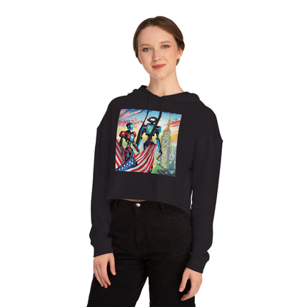 High Fashion Cyberpunk CIA Robots Cropped Hooded Sweatshirt