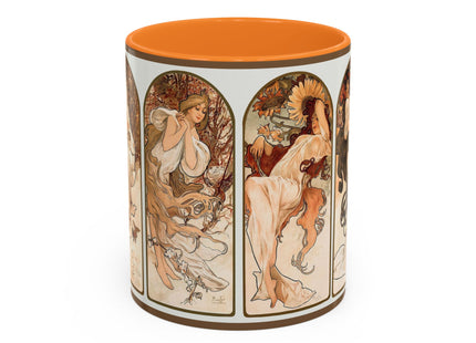 The Seasons by Alphonse Maria Mucha Colorful Mugs (11oz, 15oz)