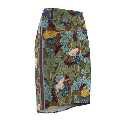 Crows, Cicadas and Thistles by Maurice Pillard Verneuil Women's Pencil Skirt (AOP)