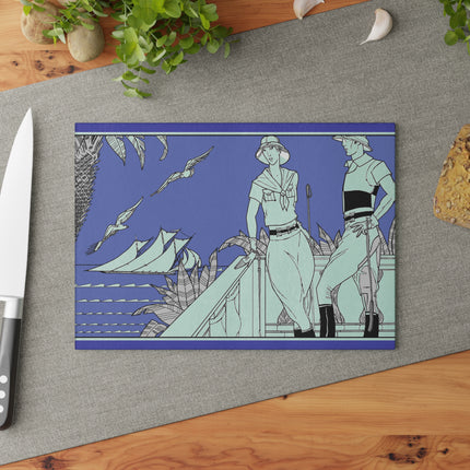 Coastal Elegance Glass Cutting Board