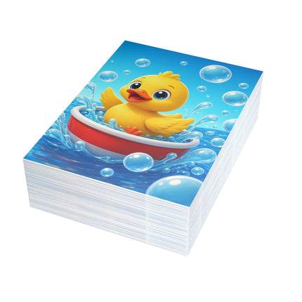 🦆⛵ The Little Duck’s Bubble Boat Greeting Card – Whimsical Animal Adventure