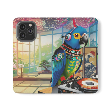 🎧🦜 Parrot DJ Flip Case – Neon Beats & Cyber Groove