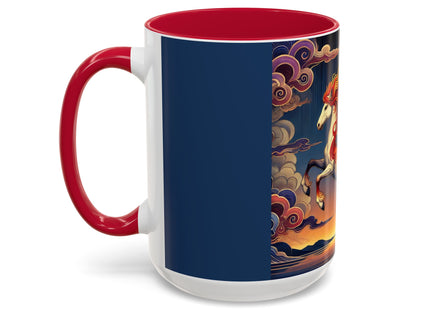 Flame-Winged Horse at Sunset Colorful Mugs (11oz, 15oz)
