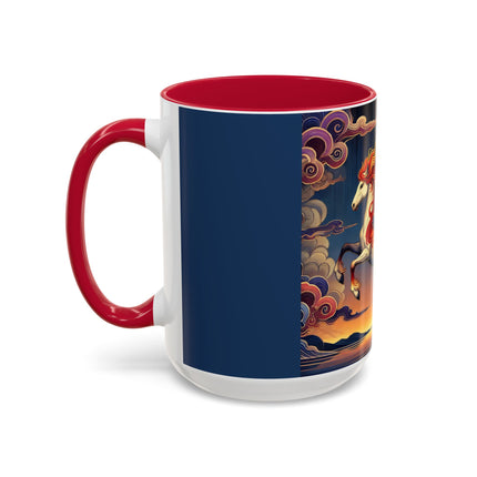 Flame-Winged Horse at Sunset Colorful Mugs (11oz, 15oz)