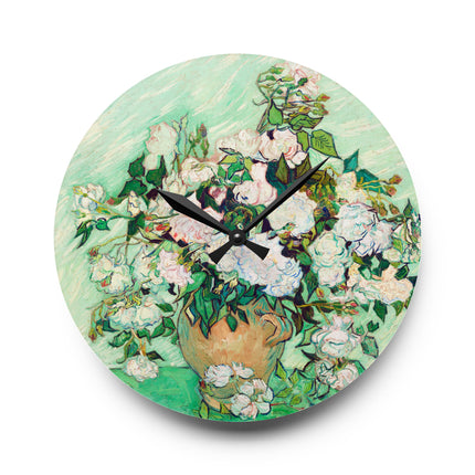Roses by Vincent Van Gogh Acrylic Wall Clock, Round and Square