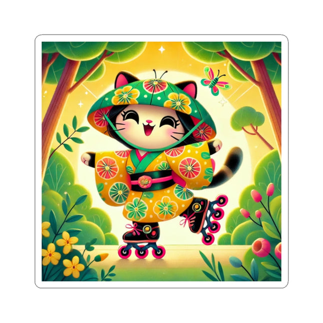 🌟🛼 Firefly Dance on Wheels Kiss-Cut Sticker – Joyful Glow & Playful Movement