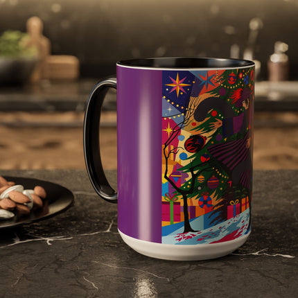 🎄✨ Christmas Among The Twinkling Trees Colorful Mug – Art Deco Holiday Fantasy