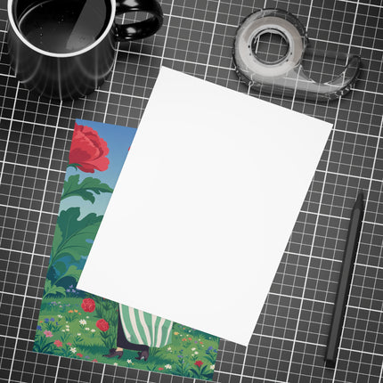 🌹🌿 The Scarlet Rose Garden Postcards With Envelopes – Art Deco Floral Whimsy