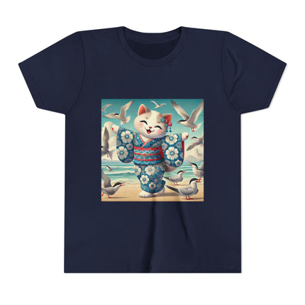 Geisha Kitten by the Seaside Youth Short Sleeve Tee