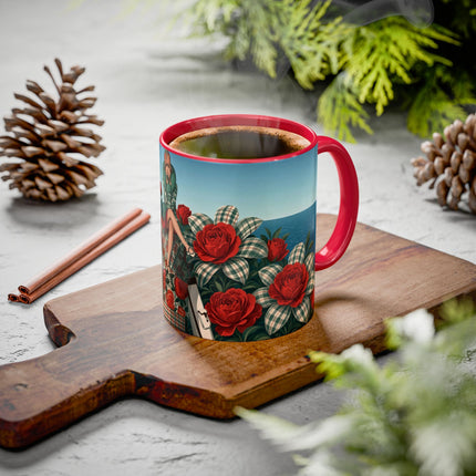⛵🌹 The Seaside Rose Traveler Colorful Mug – Art Deco Floral Elegance