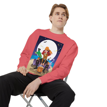 Moonlit Pirate Halloween Unisex Garment-Dyed Sweatshirt