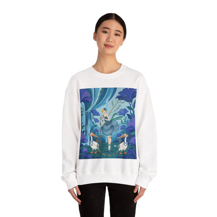 🪶🌺 The Pelican Garden Dance Crewneck Sweatshirt – Art Deco Botanical Whimsy