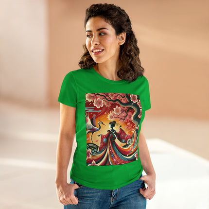 Fairy and Stork Beneath the Cherry Blossoms Cotton Tee