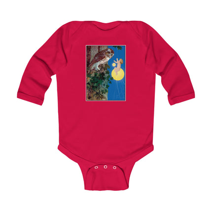 Hark, Mister Owl! Baby Long Sleeve Bodysuit – Moonlit Owl & Enchanted Storybook Scene