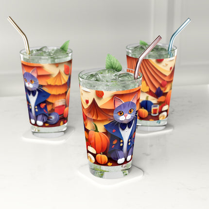 British Shorthair at an Autumn Market Glass, 16oz