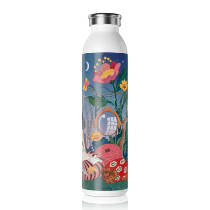 🪞🌸 The Lady In Her Curious Apartment Slim Water Bottle – Art Deco Fashion Whimsy