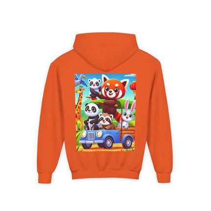 Safari Friends on the Move Youth Hooded Sweatshirt – Adventure, Friendship & Sunny Fun