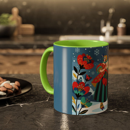 ❤️❄️ The Winter Heart Messenger Colorful Mug – Art Deco Snow Garden Fantasy