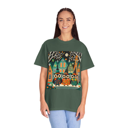 Night of the Trick-or-Treating Owlets Unisex Garment-Dyed T-shirt
