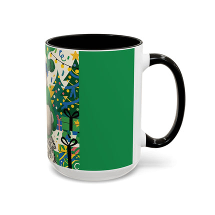 🍀🎄 The Emerald Holly Christmas Colorful Mug – Art Deco Holiday Elegance