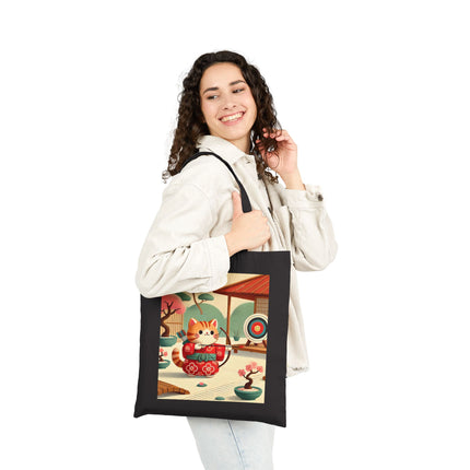 Archer Kitten in the Zen Garden Cotton Canvas Tote Bag – Focus, Whimsy & Zen Balance