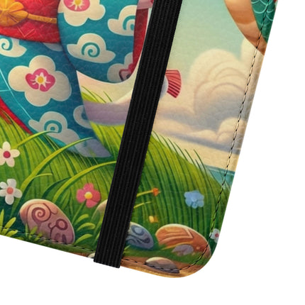 🪁🐉 Geisha Kitten and the Dragon Kite Flip Case – Joyful Flight & Dragon Spirit