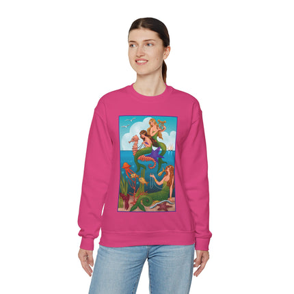 Three Mermaids with Strings of Pearls by Carlo Chiostri Heavy Blend™ Crewneck Sweatshirt