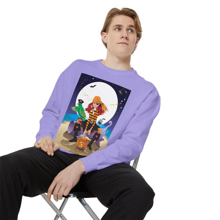 Moonlit Pirate Halloween Unisex Garment-Dyed Sweatshirt