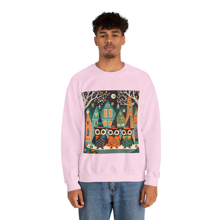 Night of the Trick-or-Treating Owlets Unisex Heavy Blend™ Crewneck Sweatshirt