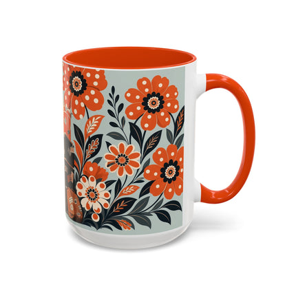 🧳🌼 The Grand Floral Voyage Colorful Mug – Art Deco Travel Elegance