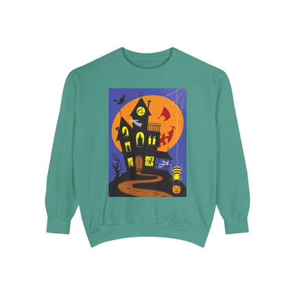 Halloween Night at the Haunted House Unisex Garment-Dyed Sweatshirt