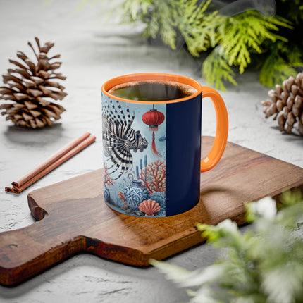 Lionfish & Lantern Colorful Mug – Mystical Ocean & Asian Harmony