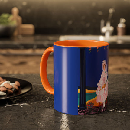 The Moonlit Promenade Colorful Mug (11oz, 15oz) – Blush Elegance, Coastal Romance & Art Deco Style