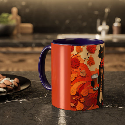 Siamese Cat at an Autumn Harvest Fair Colorful Mugs (11oz, 15oz)