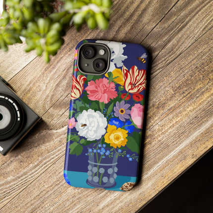 Midnight Floral Bouquet Phone Case – Vibrant Blooms & Enchanted Garden