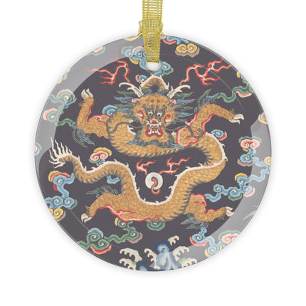 Rank Badge with Dragon with Deer Hooves Glass Ornament