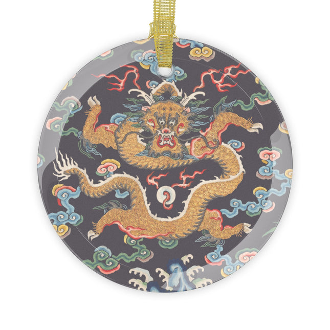 Rank Badge with Dragon with Deer Hooves Glass Ornament