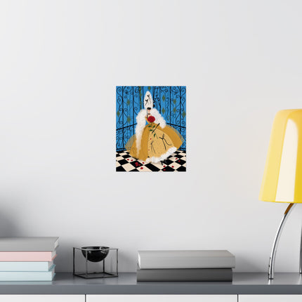 🎭🌹 The Lady Of The Masquerade Rose Matte Vertical Poster – Art Deco Fashion Whimsy