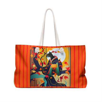 Black Cat in Kimono Weekender Bag