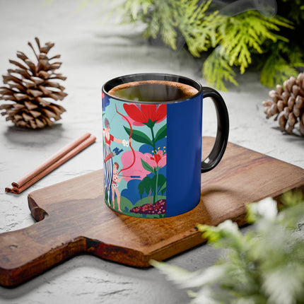 The Lady Of The Scarlet Bow Colorful Mugs – Art Deco Botanical Archer Elegance