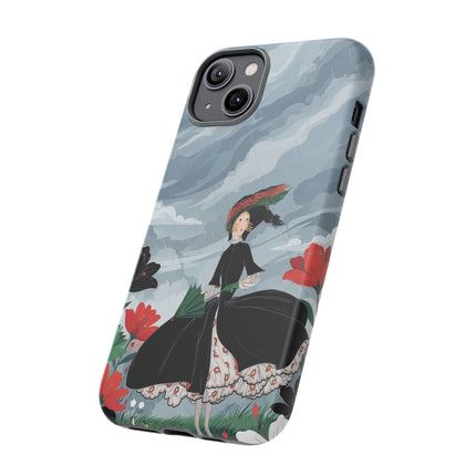 🌧️🌺 The Stormy Flower Walk Phone Case – Art Deco Floral Fashion