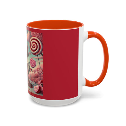 Whimsical Geisha Kitten in a Valentine Garden Colorful Mugs (11oz, 15oz)
