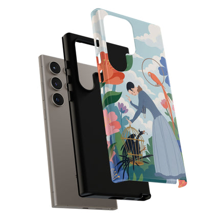 🦜🌺 The Lady Of The Garden Aviary Phone Case – Art Deco Floral Whimsy