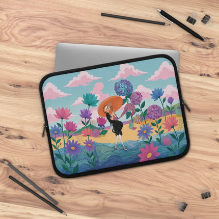 🌸☂️ The Lady With The Orange Parasol Laptop Sleeve – Art Deco Garden Fantasy
