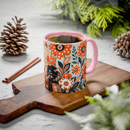 🧳🌼 The Grand Floral Voyage Colorful Mug – Art Deco Travel Elegance