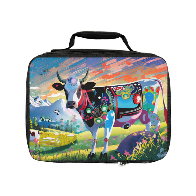 Cyber Glitch Cow Lunch Bag