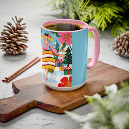 🌼🎄 The Christmas Blossom Belle Colorful Mug – Colorful Art Deco Holiday Fantasy